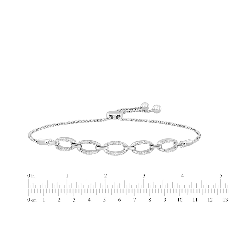 Linked Always Diamond Oval-Link Bolo Bracelet 1/10 ct tw Sterling Silver 9.5"
