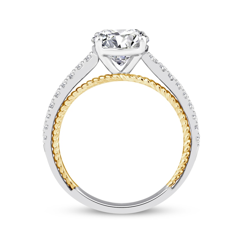 Threads of Love Round-Cut Lab-Created Diamond Engagement Ring 2-1/4 ct tw 14K Two-Tone Gold