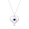 Thumbnail Image 0 of Unstoppable Love Blue & White Lab-Created Sapphire Heart Loop Necklace Sterling Silver 18"