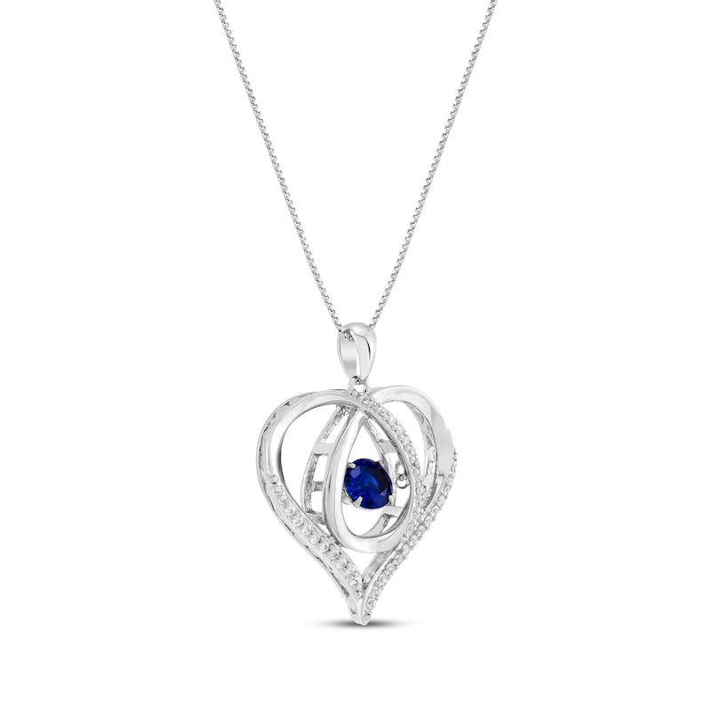 Unstoppable Love Blue & White Lab-Created Sapphire Heart Loop Necklace Sterling Silver 18"