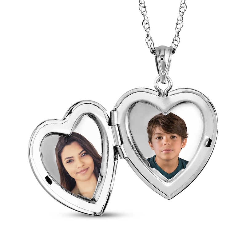 Heart Photo Locket Necklace Sterling Silver 18"