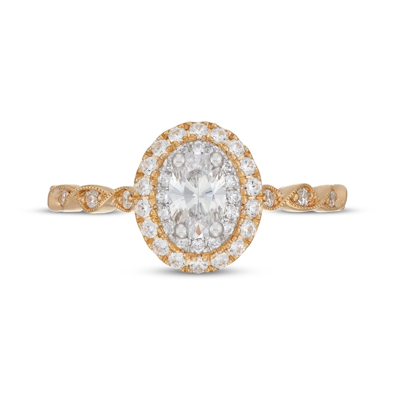 Neil Lane Oval-Cut Diamond Double Halo Engagement Ring 5/8 ct tw 14K Two-Tone Gold