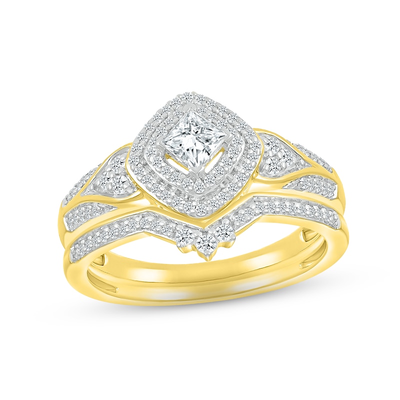 Diamond Bridal Set 1/2 ct tw Princess & Round-cut 10K Yellow Gold