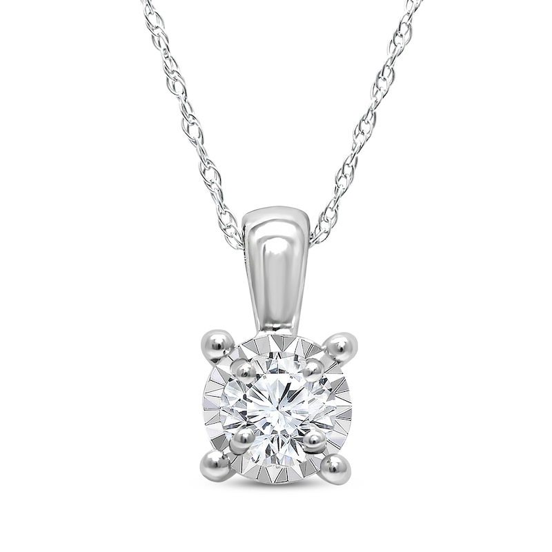 Round-Cut Diamond Solitaire Necklace 1/8 ct tw Sterling Silver (J/I3) 18"