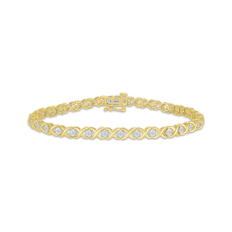Diamond "XO" Bracelet 1/2 ct tw 10K Yellow Gold 7"