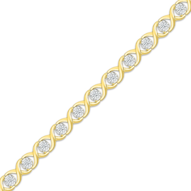 Diamond "XO" Bracelet 1/2 ct tw 10K Yellow Gold 7"