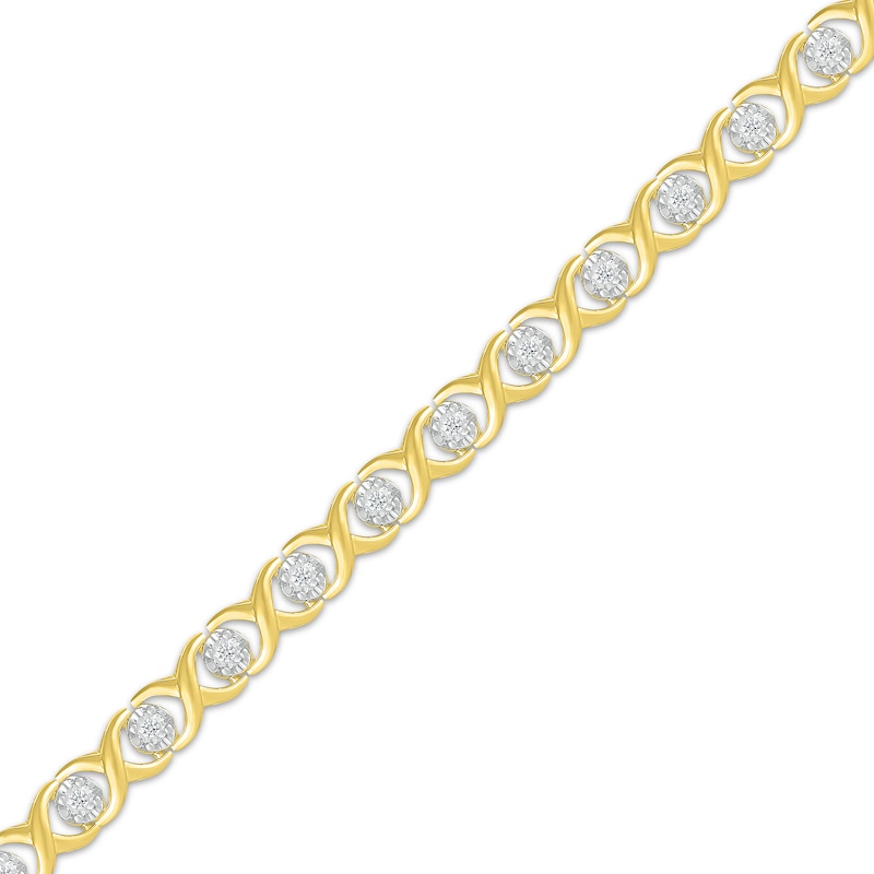 Diamond "XO" Bracelet 1 ct tw 10K Yellow Gold 7"