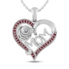 Thumbnail Image 0 of Lab-Created Ruby MOM Heart Necklace Sterling Silver 18"