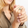 Thumbnail Image 1 of Three-Stone Emerald & Diamond Ring 1/8 ct tw Oval, Round-Cut 10K Yellow Gold