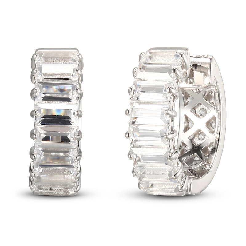 White Lab-Created Sapphire Reverse Hoop Earrings Sterling Silver