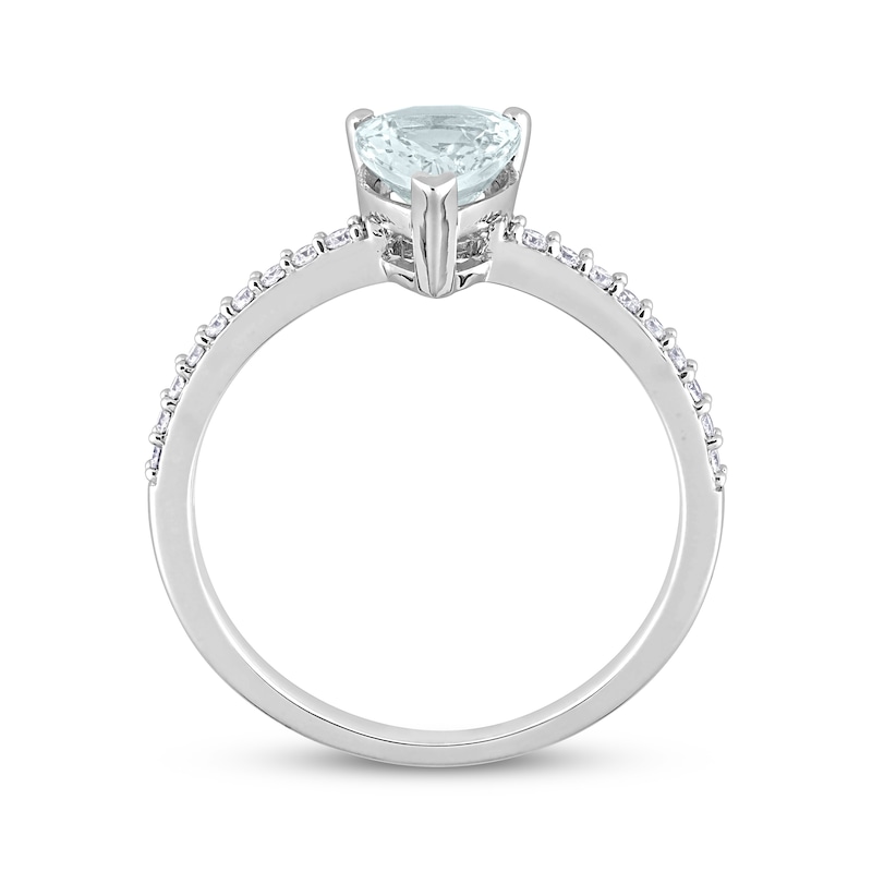 Pear-Shaped Aquamarine Engagement Ring 1/8 ct tw Diamonds 14K White Gold