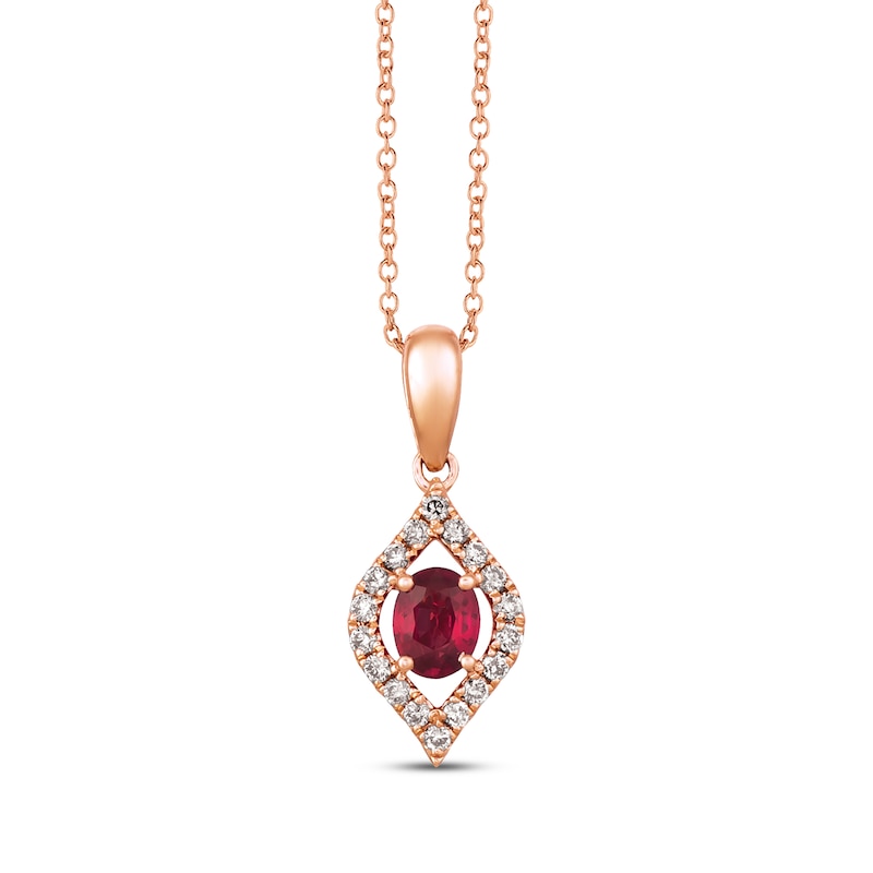 Le Vian Natural Ruby Necklace 1/6 ct tw Nude Diamonds 14K Strawberry Gold
