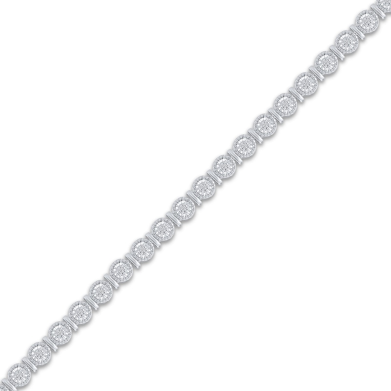 Diamond Circle & Bar Link Bracelet 1/10 ct tw Sterling Silver 7"