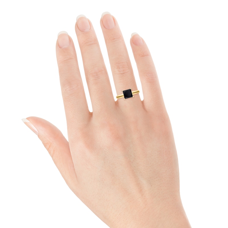 Princess-cut Black Diamond Solitaire Engagement Ring 1 ct tw 14K Yellow Gold
