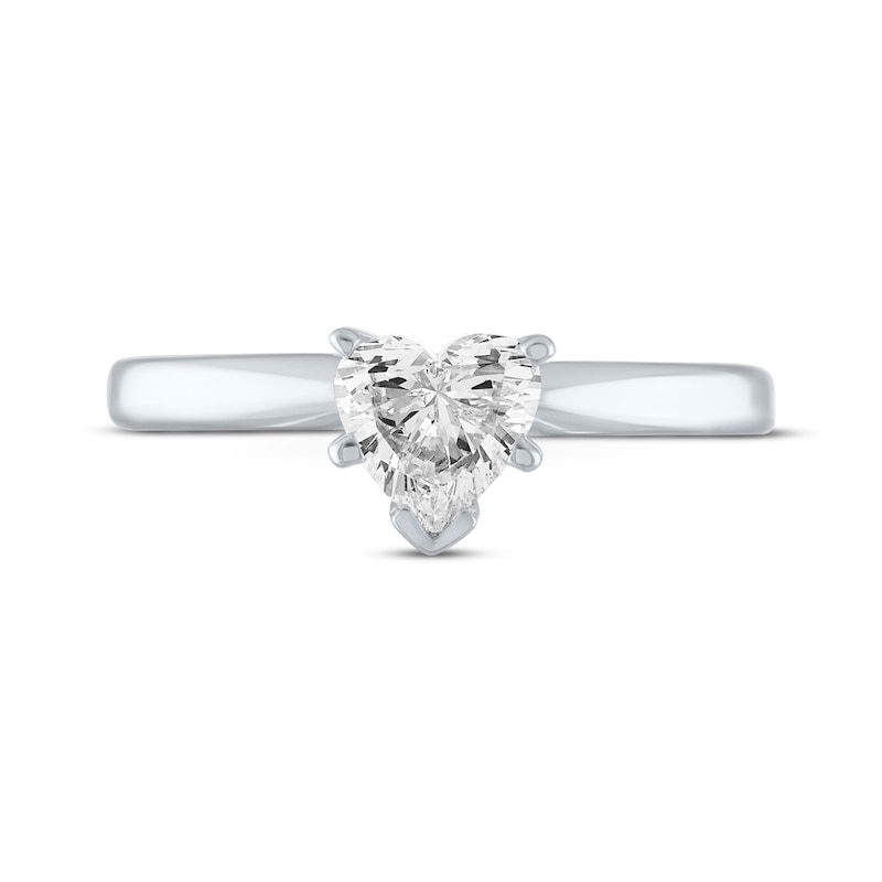 Diamond Solitaire Ring 1/2 carat Heart-shaped 14K White Gold (I/I2)