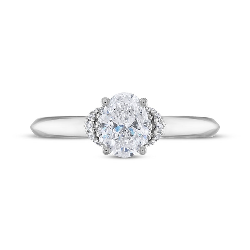 Diamond Engagement Ring 5/8 ct tw Oval & Round-cut 14K White Gold (I/I2)