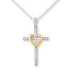 Thumbnail Image 0 of Cross Necklace 1/10 ct tw Diamonds Sterling Silver & 10K Yellow Gold