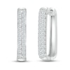 Thumbnail Image 0 of Diamond Paperclip Two-Row Hoop Earrings 1 ct tw Round-cut 10K White Gold