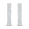 Thumbnail Image 1 of Diamond Paperclip Two-Row Hoop Earrings 1 ct tw Round-cut 10K White Gold