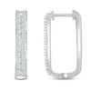 Thumbnail Image 2 of Diamond Paperclip Two-Row Hoop Earrings 1 ct tw Round-cut 10K White Gold