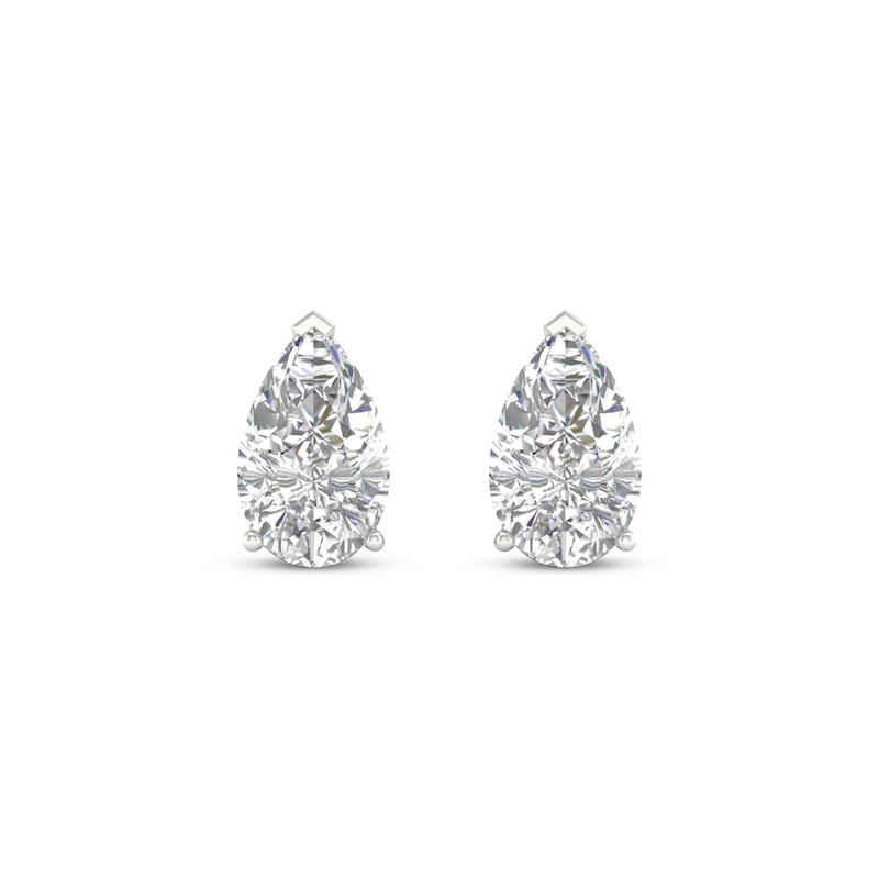 Lab-Created Diamonds by KAY Pear-Shaped Solitaire Stud Earrings 1 ct tw 14K White Gold (F/SI2)