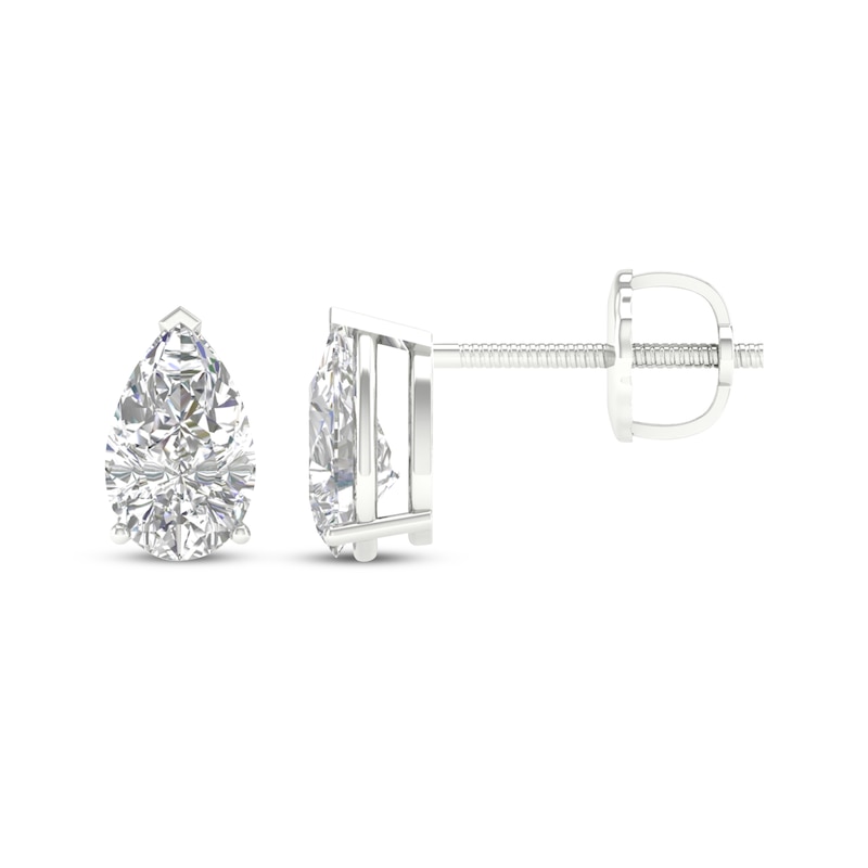Lab-Created Diamonds by KAY Pear-Shaped Solitaire Stud Earrings 1 ct tw 14K White Gold (F/SI2)