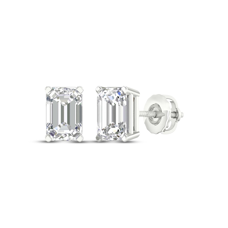 Lab-Created Diamonds by KAY Emerald-Cut Solitaire Stud Earrings 1 ct tw 14K White Gold (F/SI2)