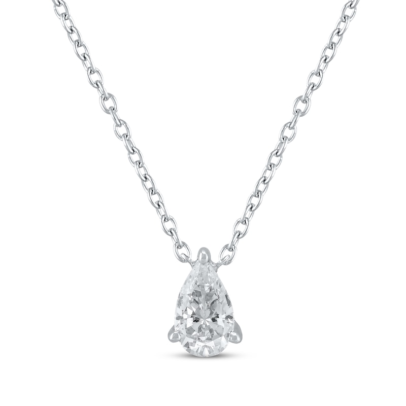 Lab-Created Diamonds by KAY Pear-Shaped Solitaire Necklace 1/2 ct tw 14K White Gold 19" (F/SI2)