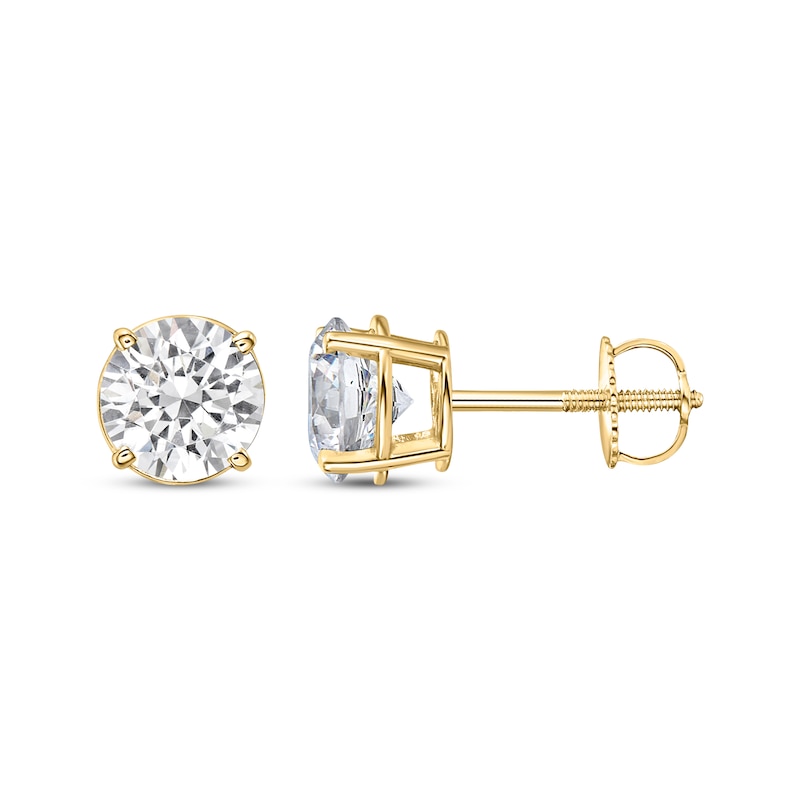 Lab-Created Diamonds by KAY Round-Cut Solitaire Stud Earrings 2-1/2 ct tw 14K Yellow Gold (I/SI2)