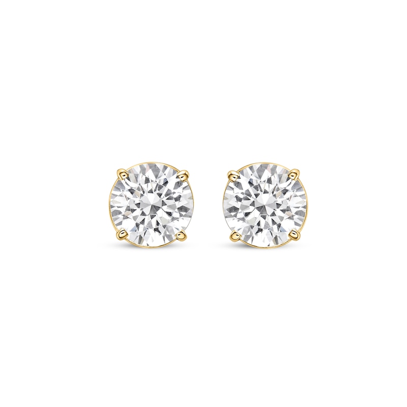 Lab-Created Diamonds by KAY Round-Cut Solitaire Stud Earrings 2-1/2 ct tw 14K Yellow Gold (I/SI2)