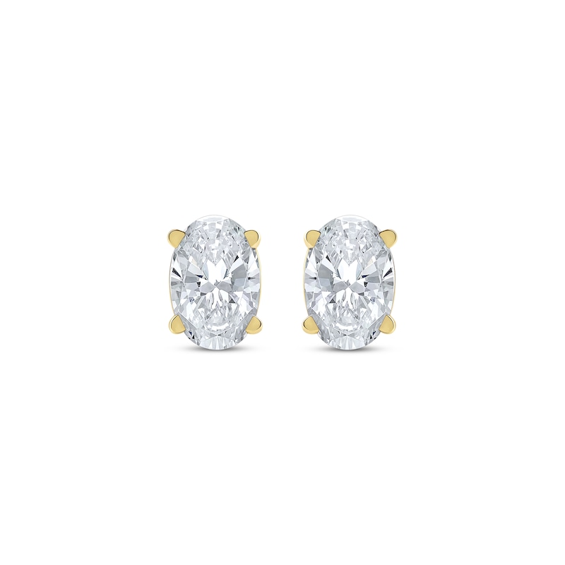 Lab-Created Diamonds by KAY Oval-Cut Solitaire Stud Earrings 1 ct tw 14K Yellow Gold (F/SI2)