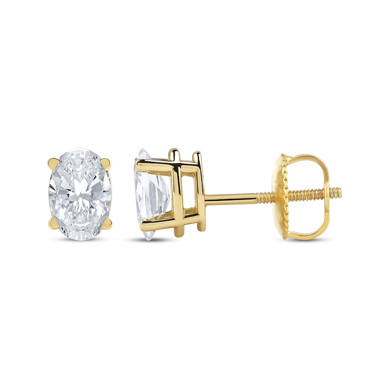 Lab-Created Diamonds by KAY Oval-Cut Solitaire Stud Earrings 1 ct tw 14K Yellow Gold (F/SI2)