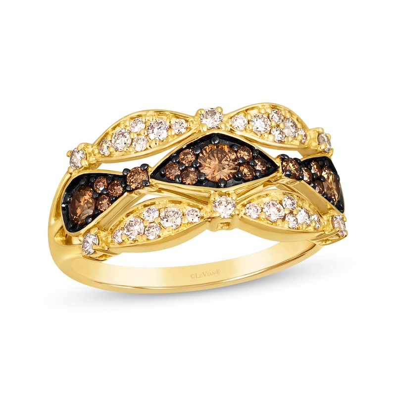 Le Vian Venetian Mosaic Three-Row Diamond Ring 3/4 ct tw 14K Honey Gold