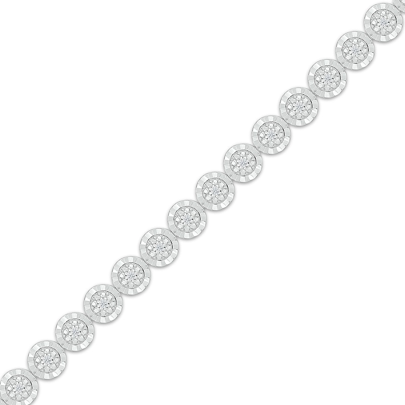 Diamond Circle Link Bracelet 1/4 ct tw Sterling Silver 7"