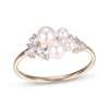 Thumbnail Image 0 of Cultured Pearl & White Lab-Created Sapphire Ring 10K Yellow Gold
