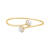 Thumbnail Image 0 of Cultured Pearl & Diamond Bypass Flower Bangle Bracelet 1/4 ct tw 10K Yellow Gold