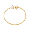 Thumbnail Image 2 of Cultured Pearl & Diamond Bypass Flower Bangle Bracelet 1/4 ct tw 10K Yellow Gold