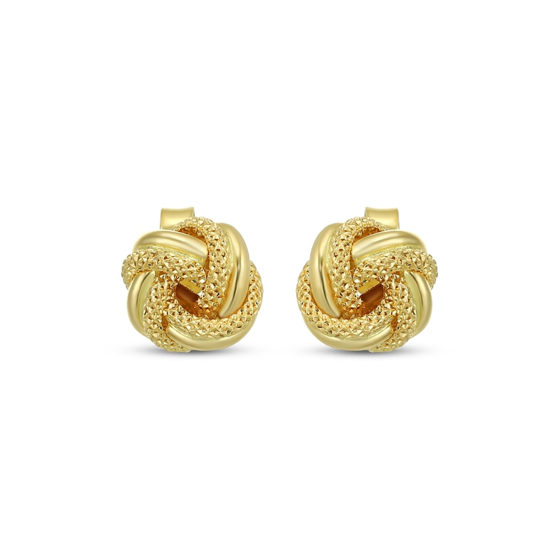 Reaura Textured Love Knot Stud Earrings Repurposed 14K Yellow Gold