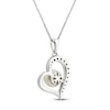 Thumbnail Image 2 of Freshwater Pearl & White Topaz Heart Necklace Sterling Silver/10K Rose Gold 18"