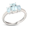 Thumbnail Image 1 of Aquamarine & White Lab-Created Sapphire Ring Sterling Silver