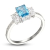 Thumbnail Image 1 of Swiss Blue Topaz & White Lab-Created Sapphire Three-Stone Ring Sterling Silver