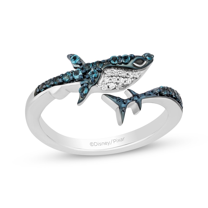 Disney Treasures Finding Nemo "Bruce" London Blue Topaz & Diamond Accent Shark Ring Sterling Silver