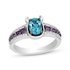 Thumbnail Image 0 of Disney Treasures Monsters, Inc. "Sulley" Oval-Cut Swiss Blue Topaz, Amethyst & Diamond Ring 1/10 ct tw Sterling Silver