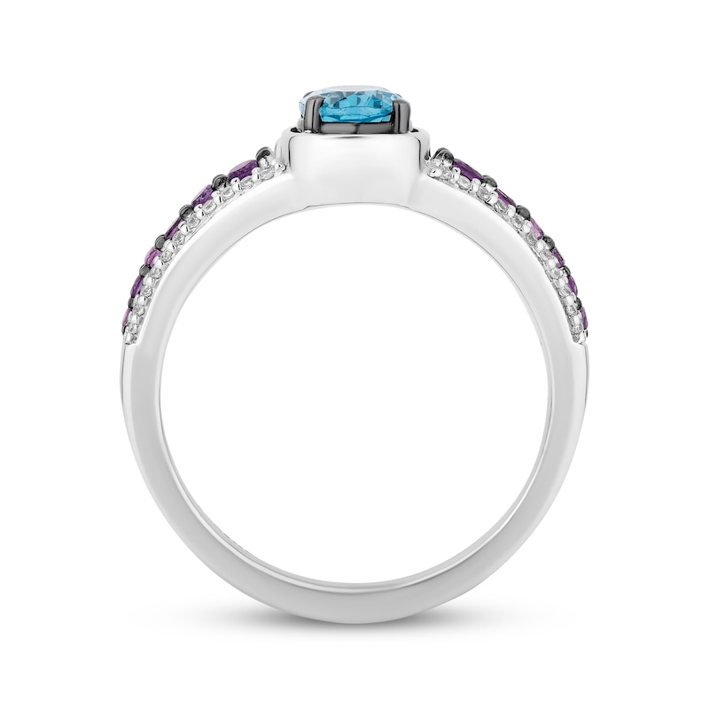 Disney Treasures Monsters, Inc. "Sulley" Oval-Cut Swiss Blue Topaz, Amethyst & Diamond Ring 1/10 ct tw Sterling Silver