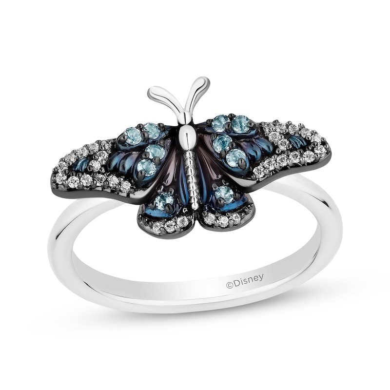 Disney Treasures Encanto London Blue Topaz & Diamond Butterfly Ring 1/15 ct tw Sterling Silver