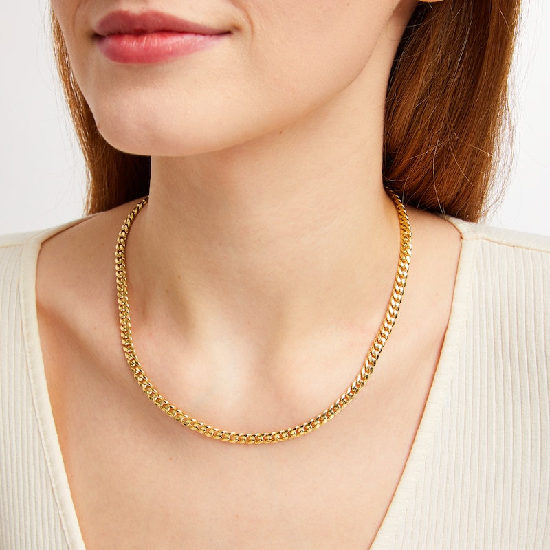 Semi-Solid Cuban Curb Chain Necklace 5.25mm 10K Yellow Gold 18"