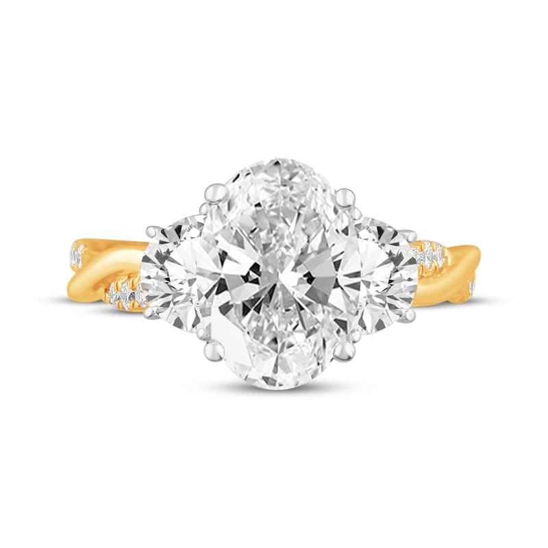 Memories Moments Magic Lab-Created Diamonds by KAY Oval-Cut Three-Stone Engagement Ring 4 ct tw 14K Yellow Gold