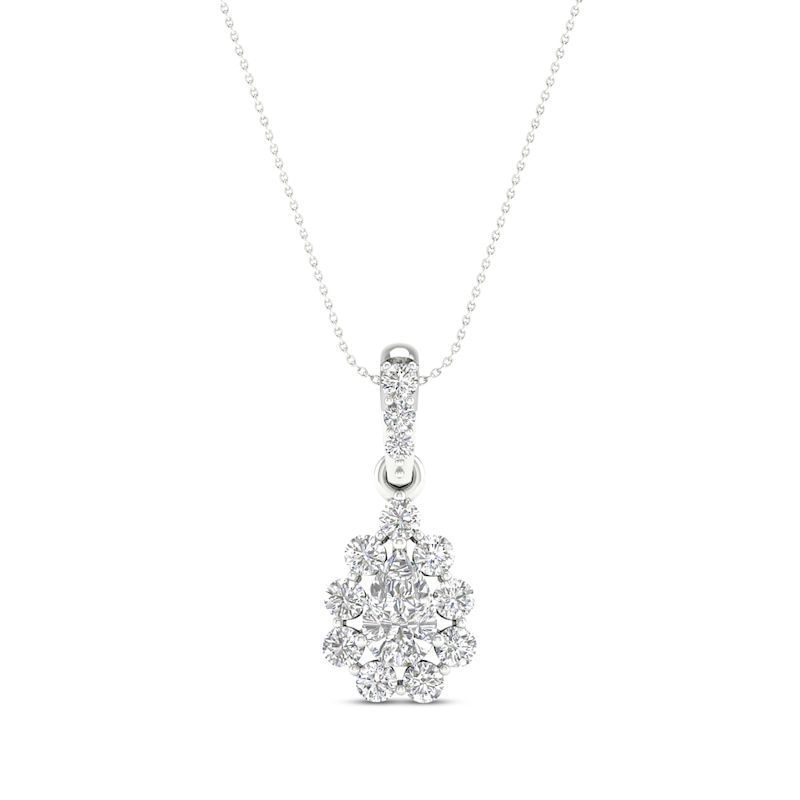 Lab-Created Diamonds by KAY Pear-Shaped Necklace 1/2 ct tw 14K White Gold 18”