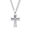 Thumbnail Image 0 of Men's Diamond Cross Necklace 1/20 ct tw Round-cut Stainless Steel 24"
