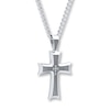 Thumbnail Image 2 of Men's Diamond Cross Necklace 1/20 ct tw Round-cut Stainless Steel 24"